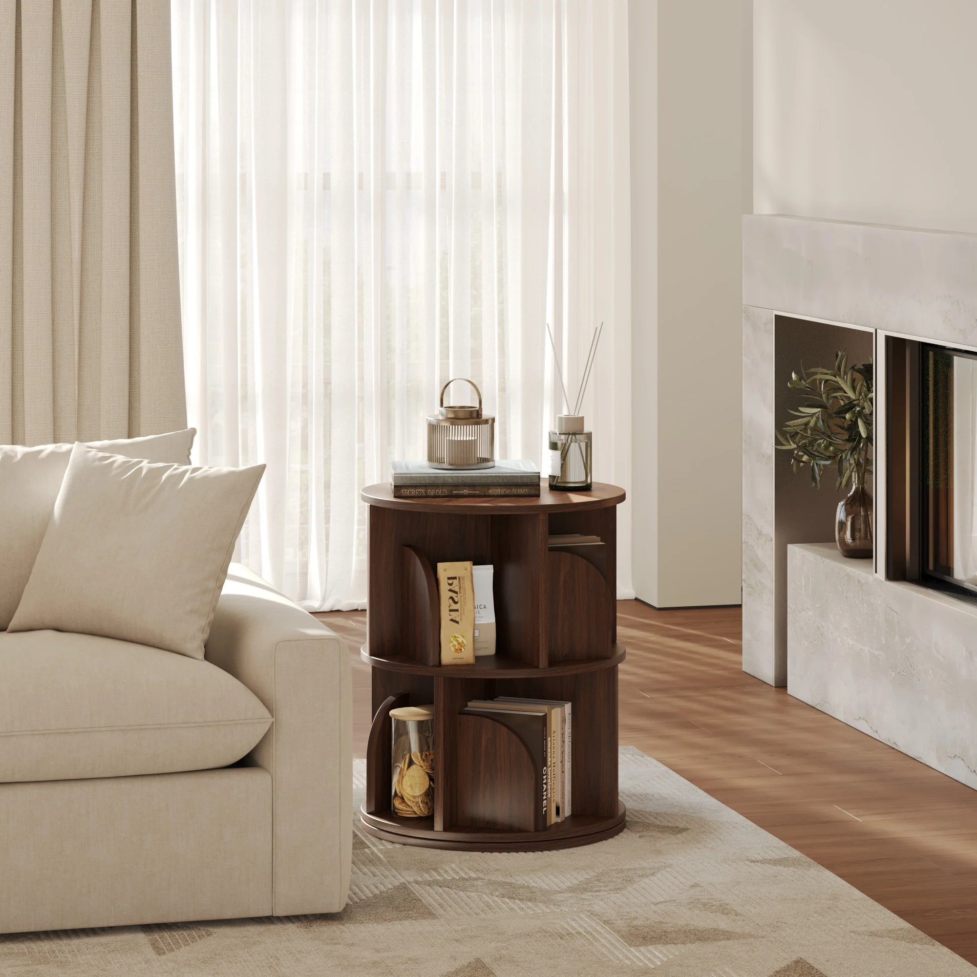   Rotating Bookshelf 360 Degree Storage Rack