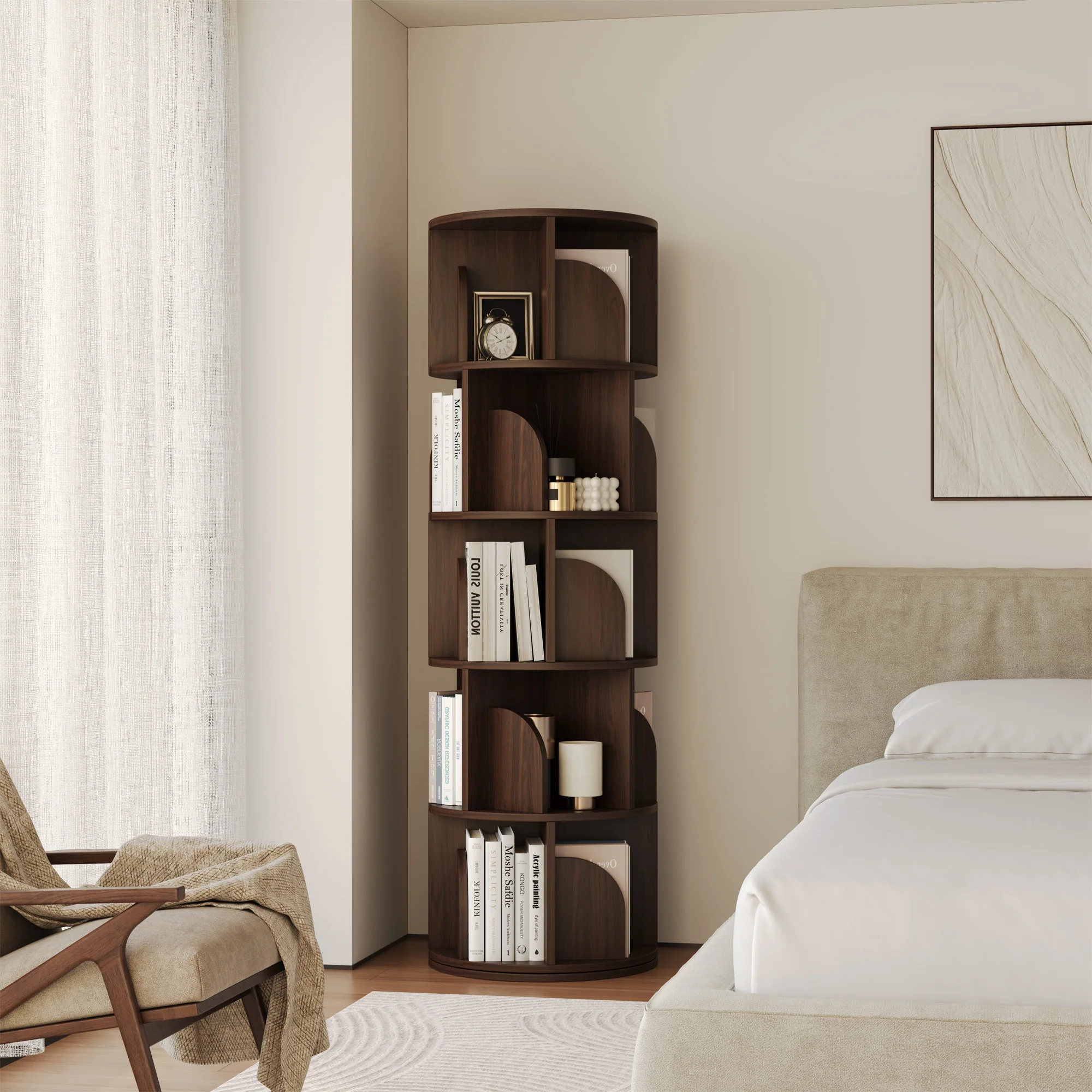   Rotating Bookshelf 360 Degree Storage Rack