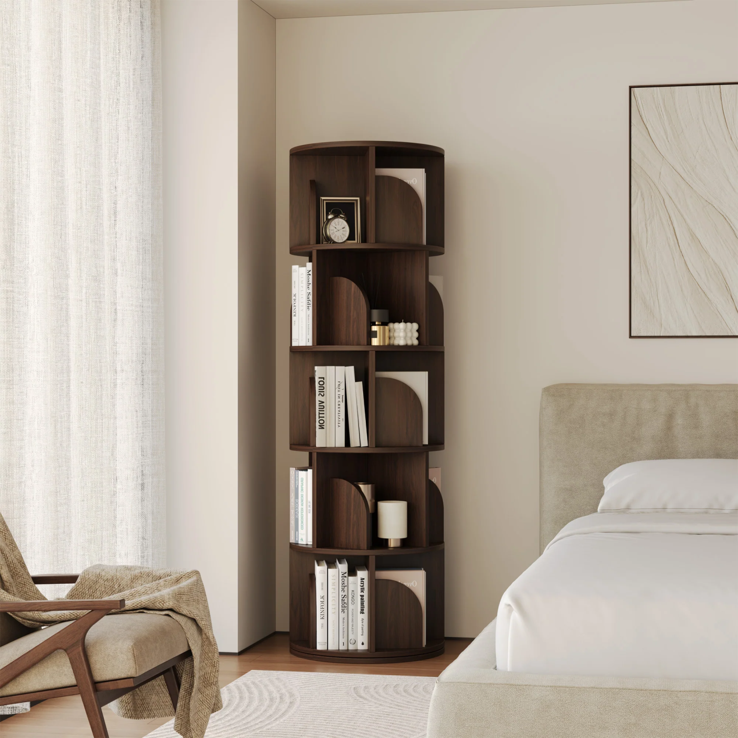   Rotating Bookshelf 360 Degree Storage Rack