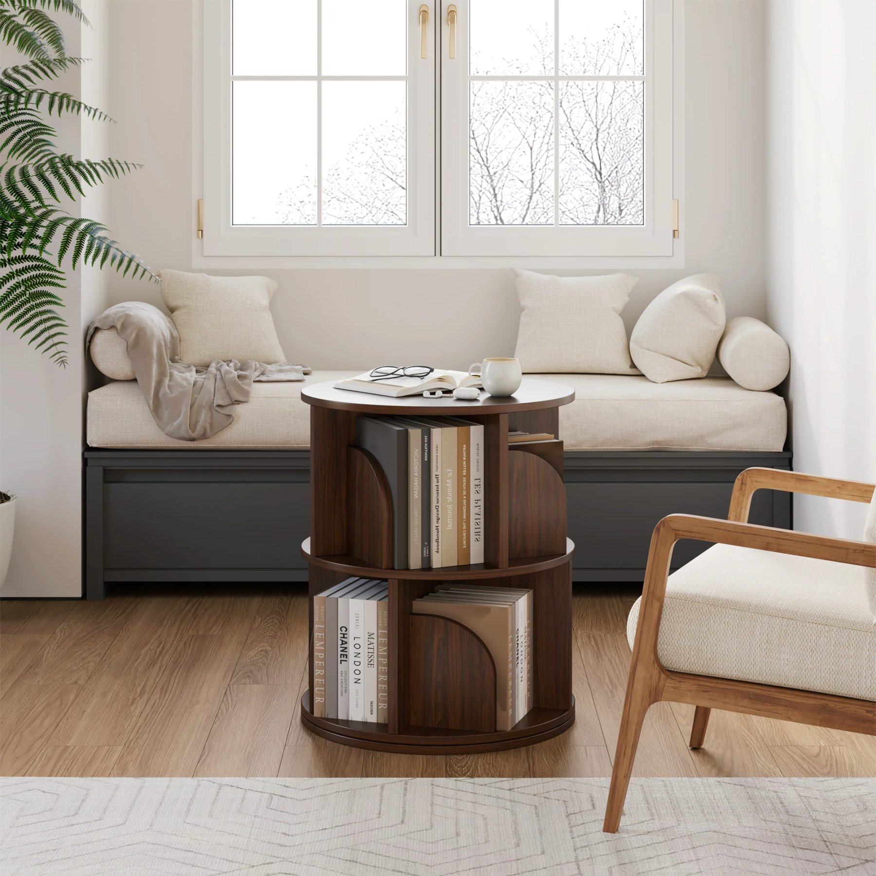   Rotating Bookshelf 360 Degree Storage Rack