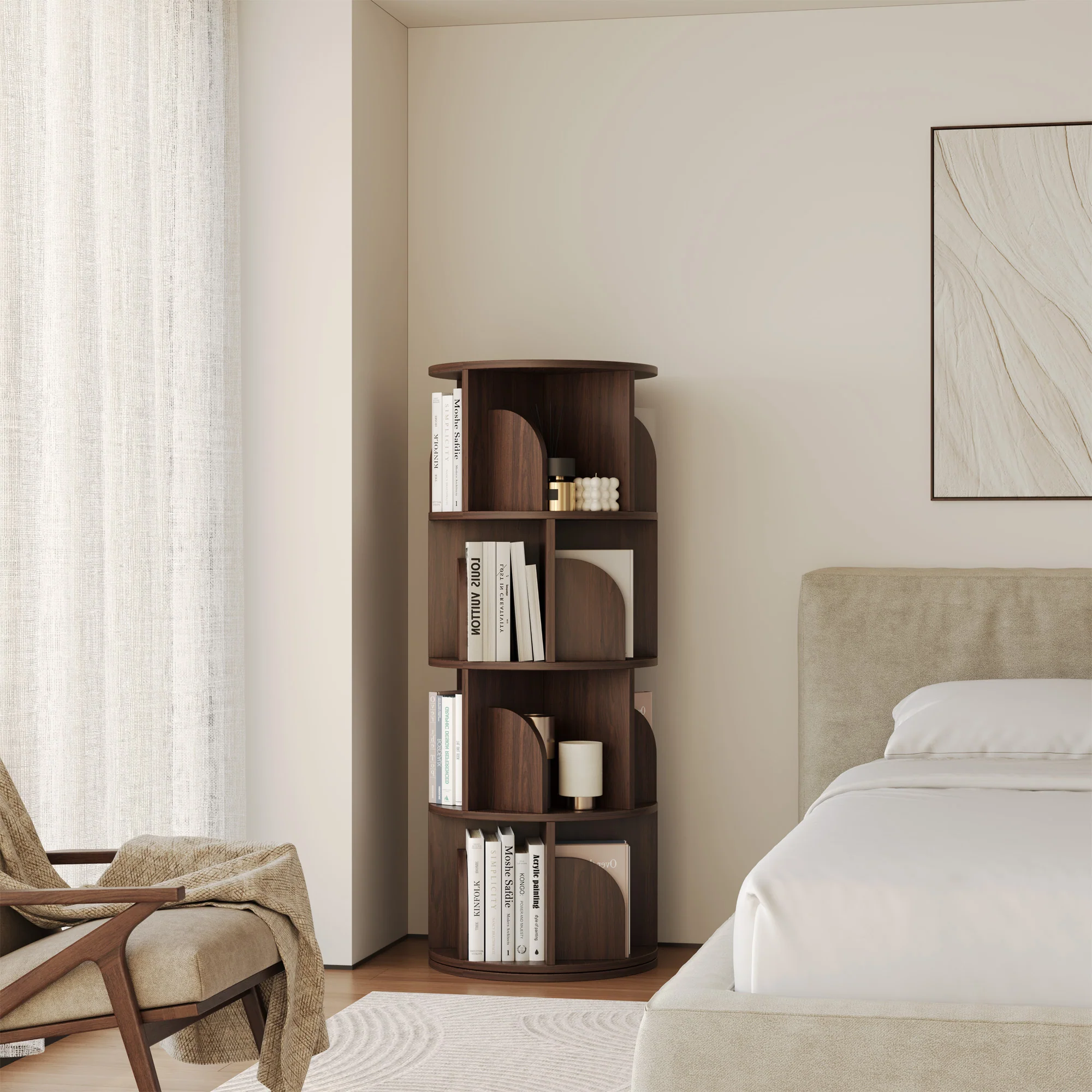   Rotating Bookshelf 360 Degree Storage Rack