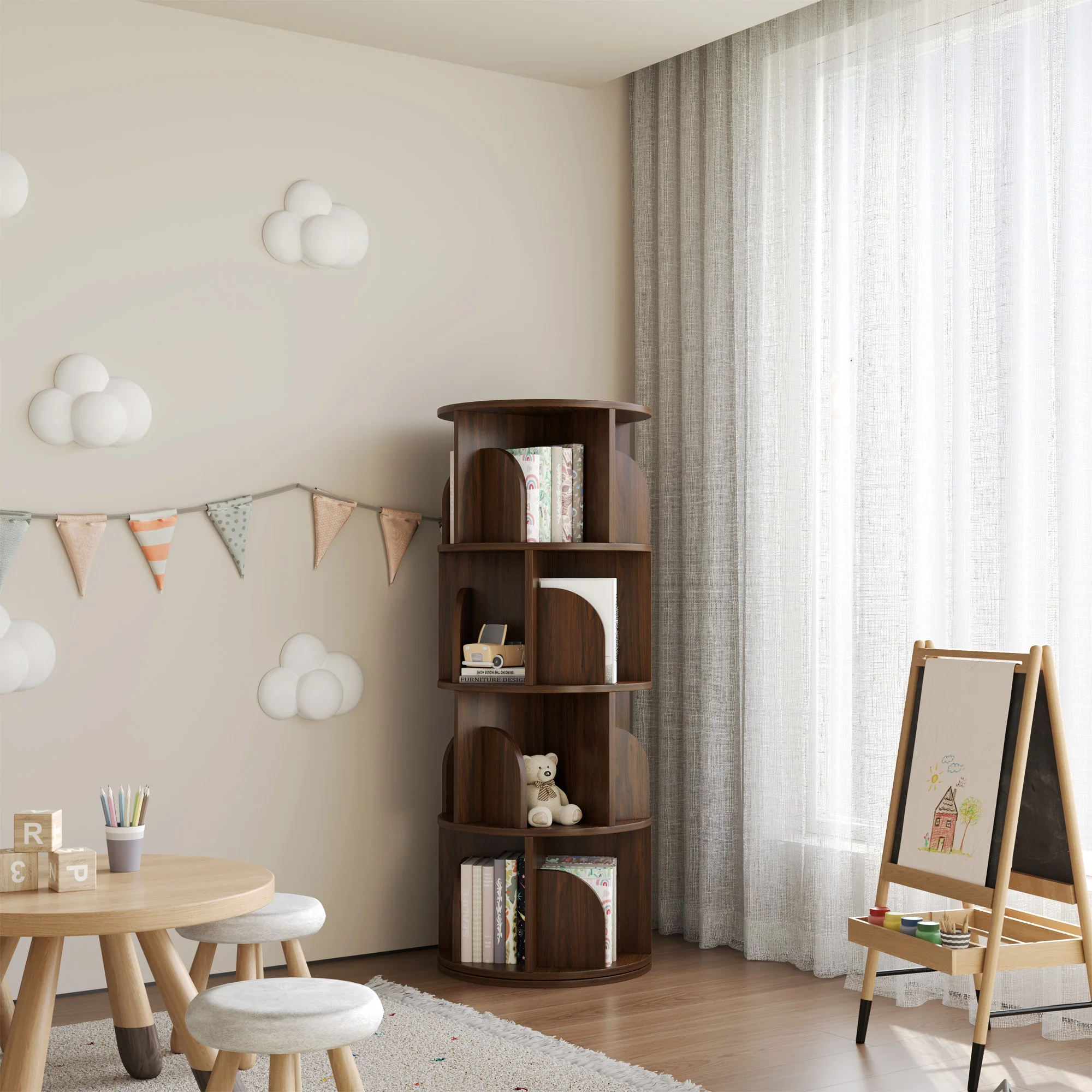   Rotating Bookshelf 360 Degree Storage Rack