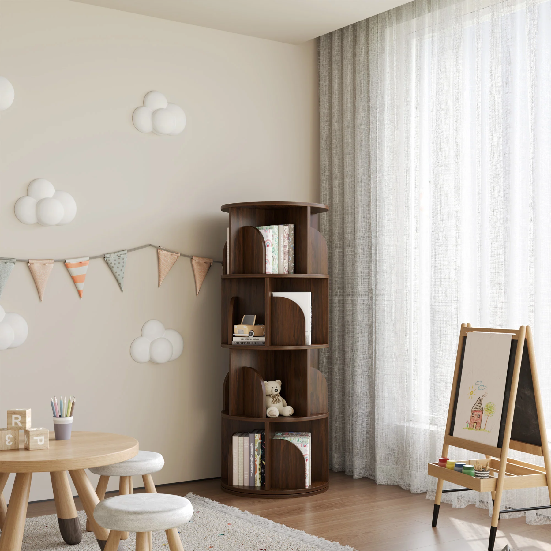   Rotating Bookshelf 360 Degree Storage Rack