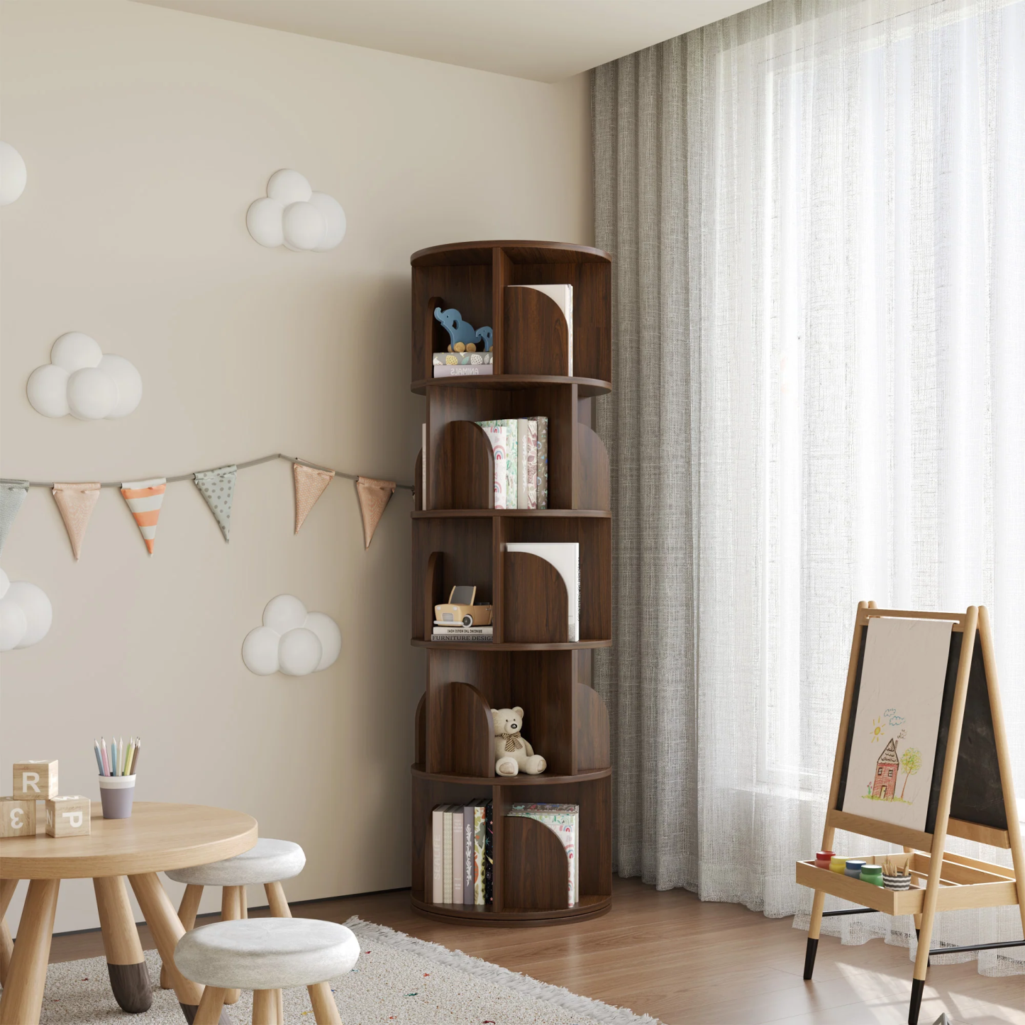   Rotating Bookshelf 360 Degree Storage Rack