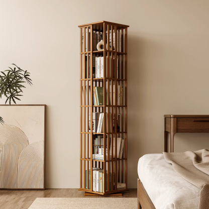 Kylize 360° Rotating Bookshelf with Storage Cabinets
