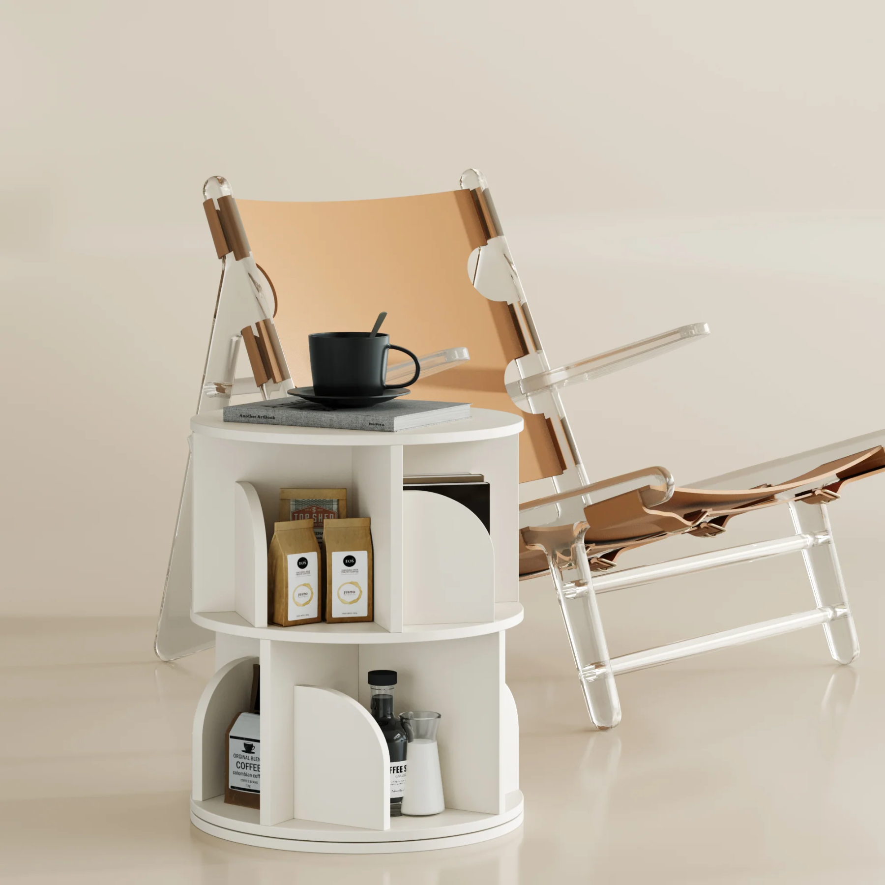   Rotating Bookshelf 360 Degree Storage Rack