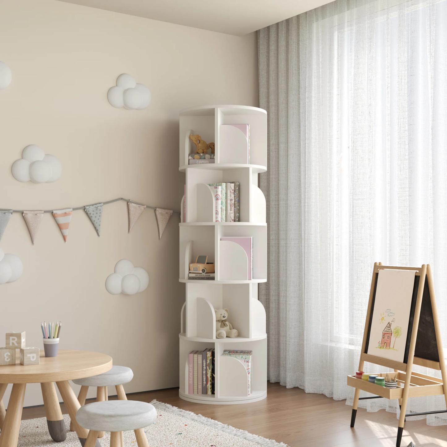   Rotating Bookshelf 360 Degree Storage Rack