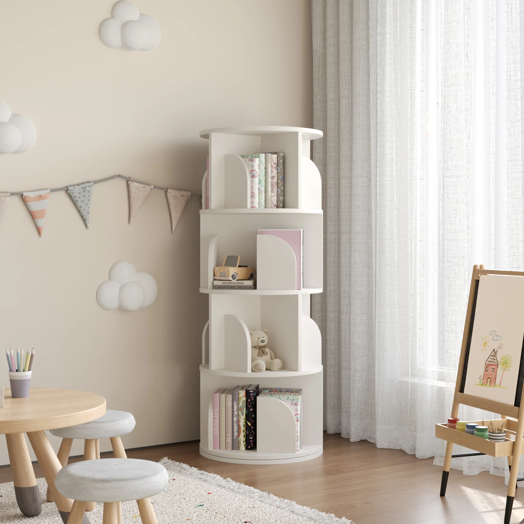   Rotating Bookshelf 360 Degree Storage Rack