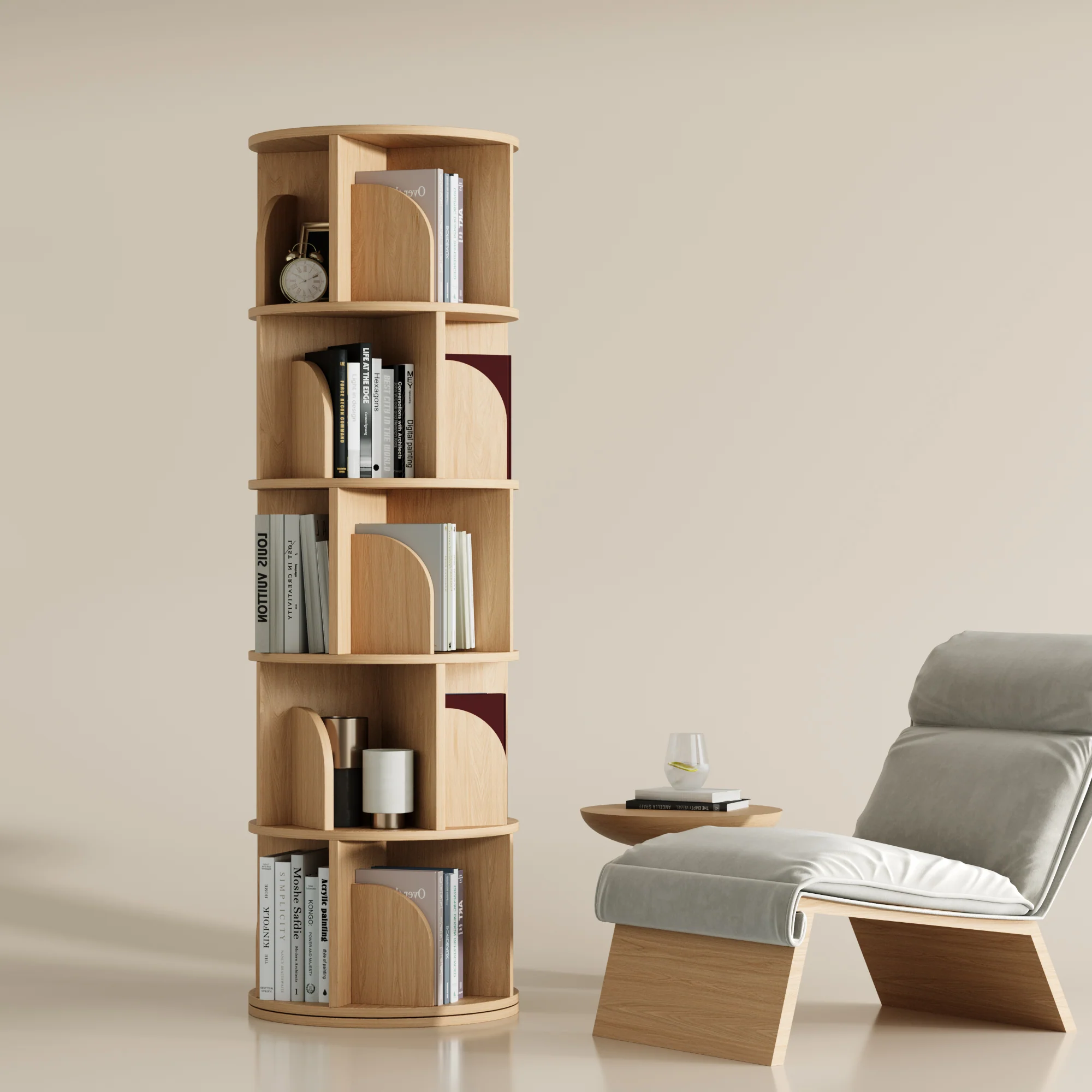   Rotating Bookshelf 360 Degree Storage Rack