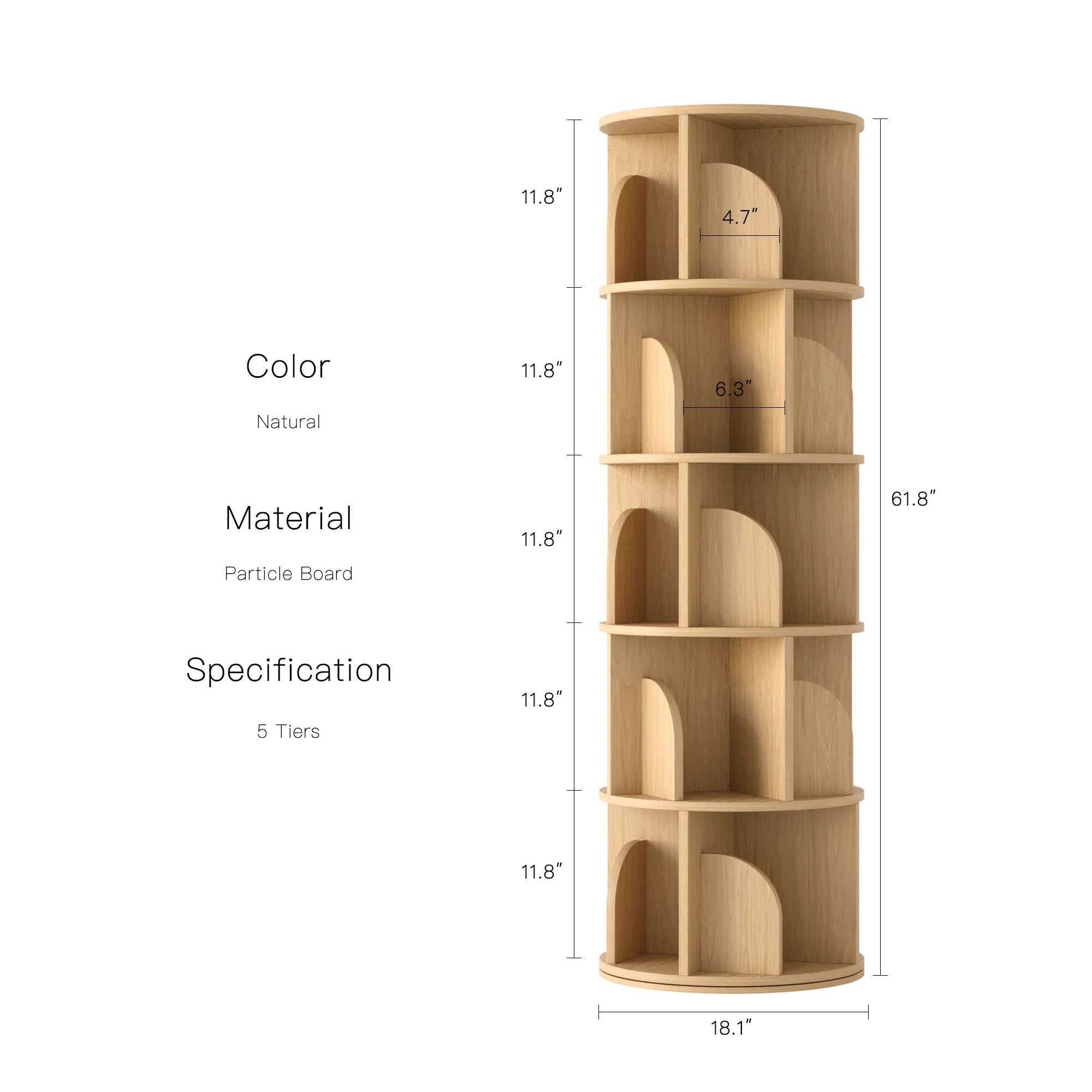   Rotating Bookshelf 360 Degree Storage Rack