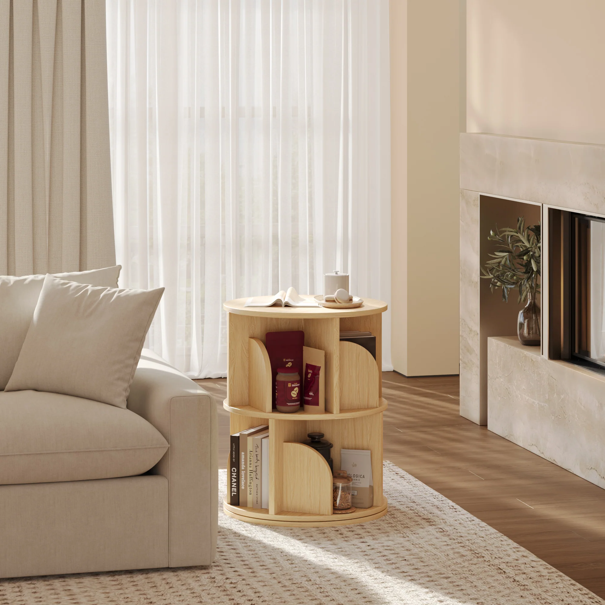   Rotating Bookshelf 360 Degree Storage Rack