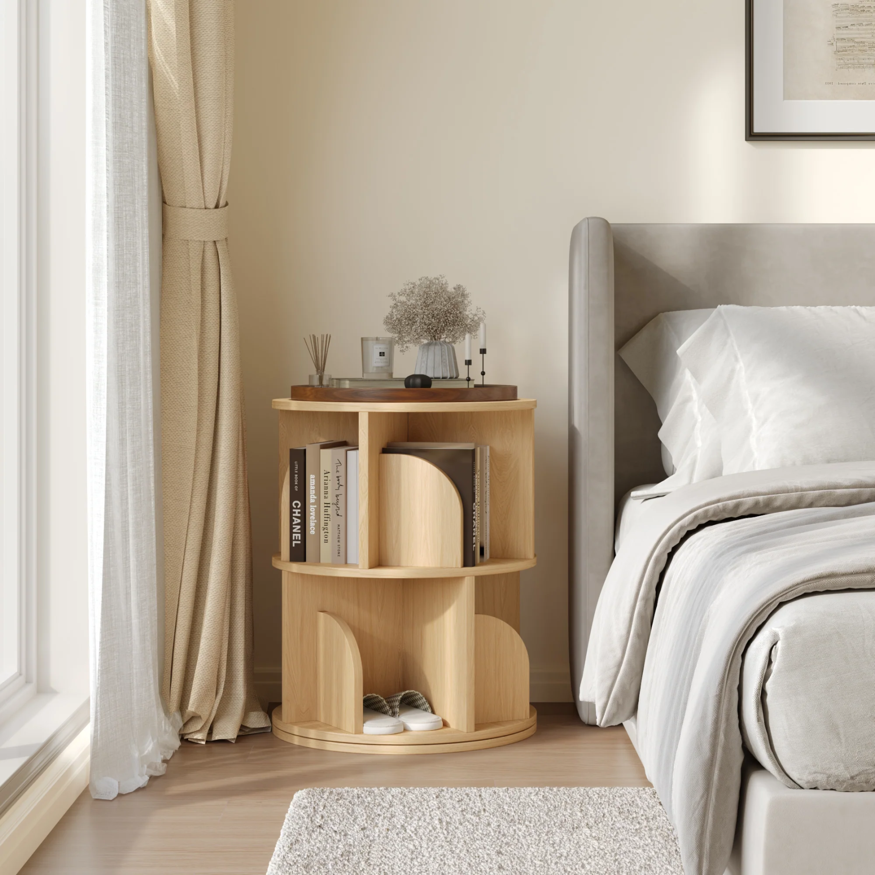   Rotating Bookshelf 360 Degree Storage Rack