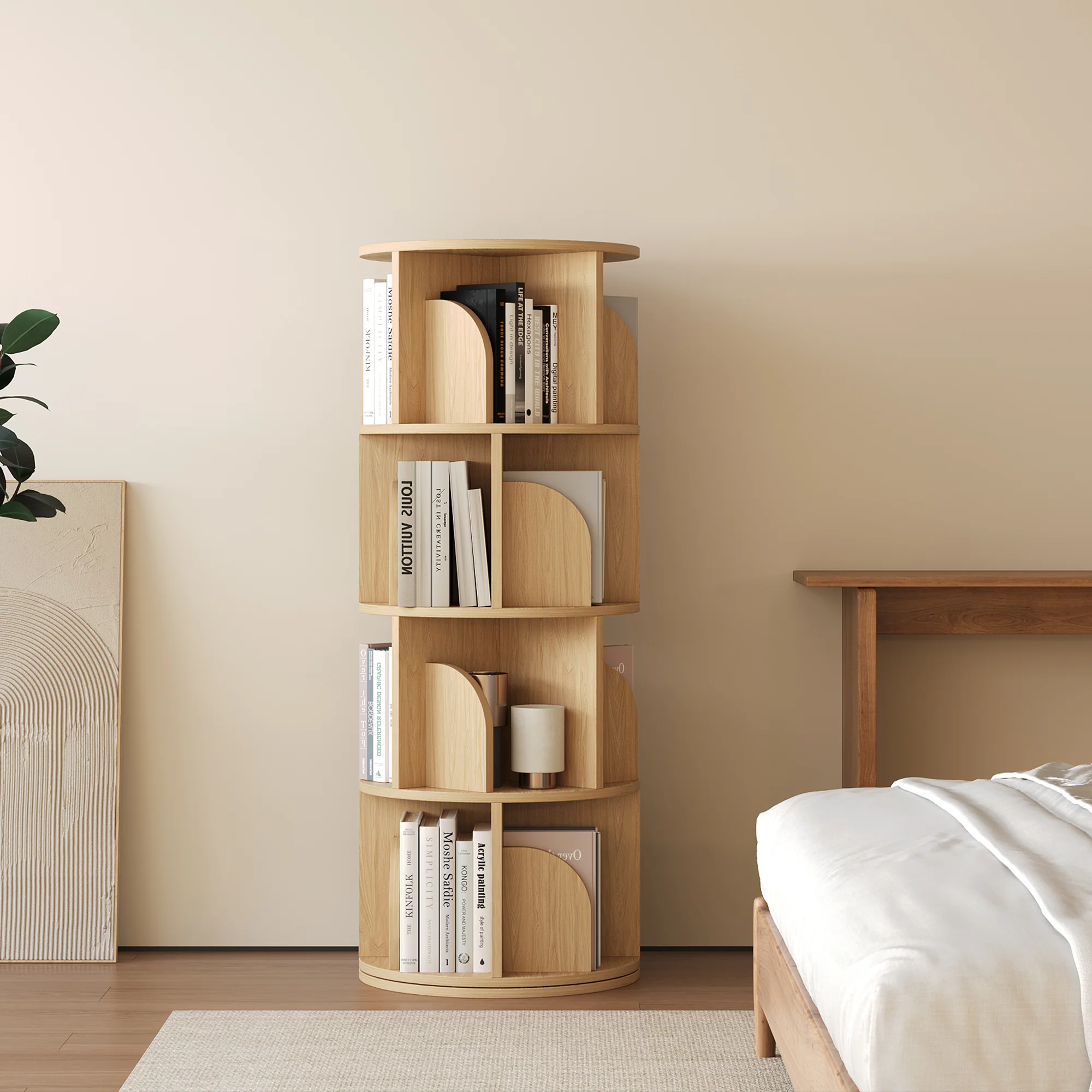   Rotating Bookshelf 360 Degree Storage Rack