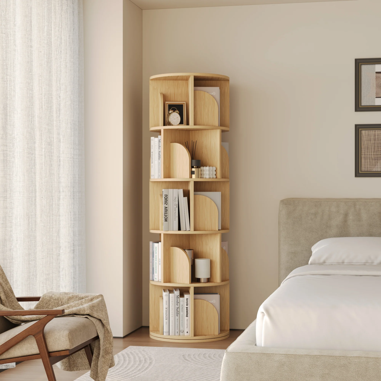   Rotating Bookshelf 360 Degree Storage Rack