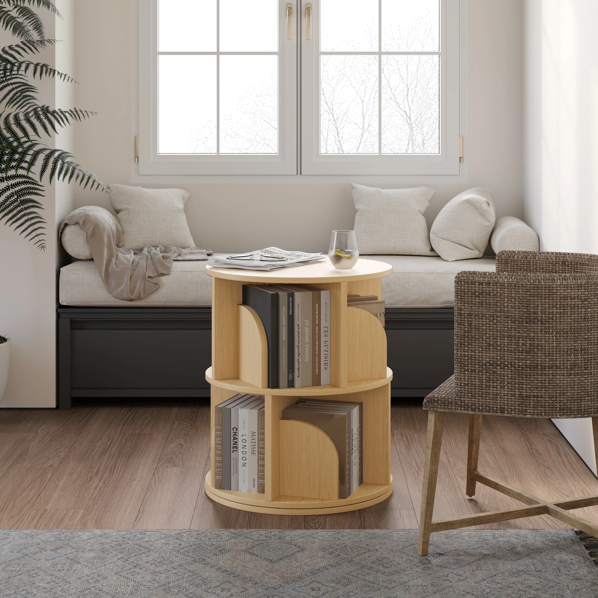   Rotating Bookshelf 360 Degree Storage Rack