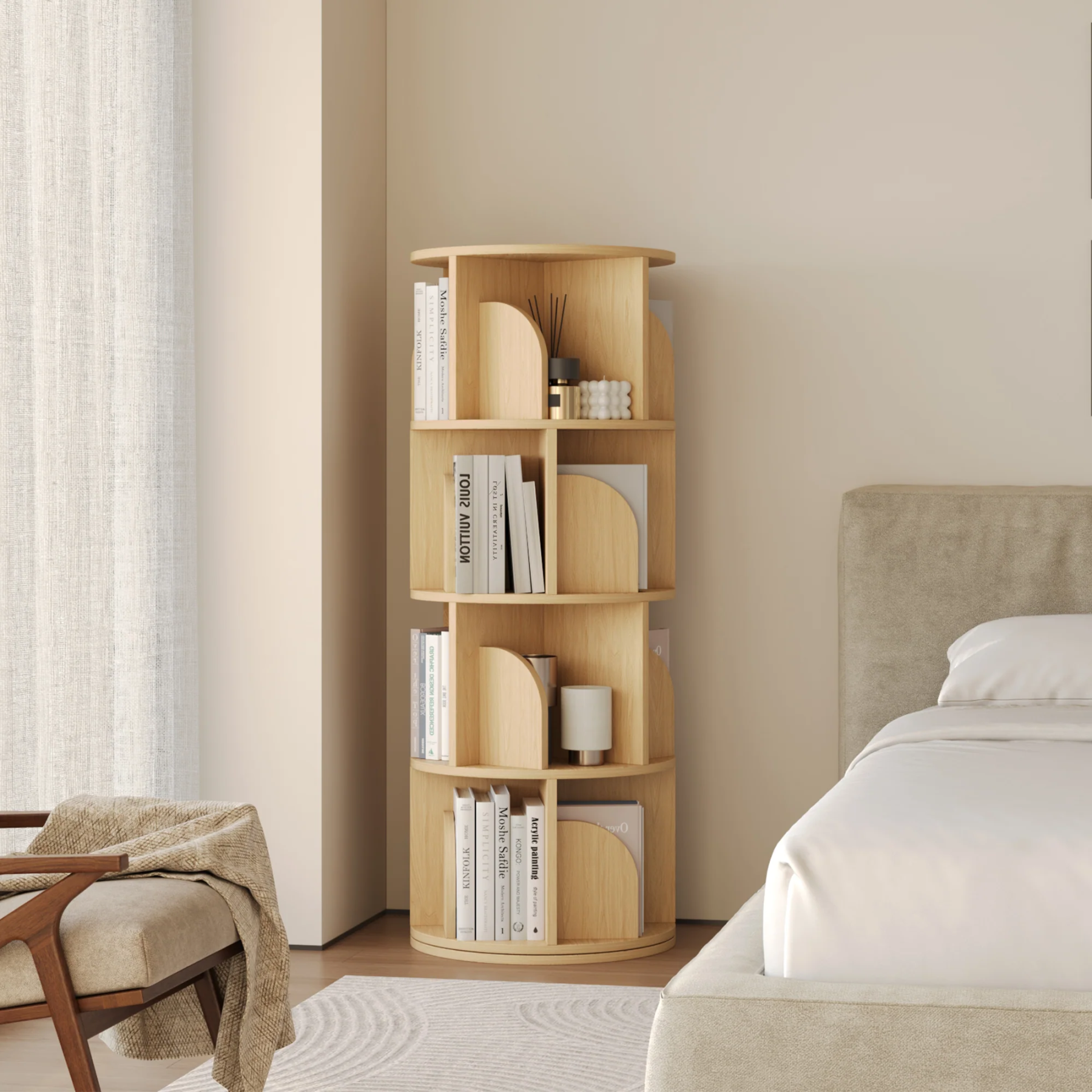   Rotating Bookshelf 360 Degree Storage Rack