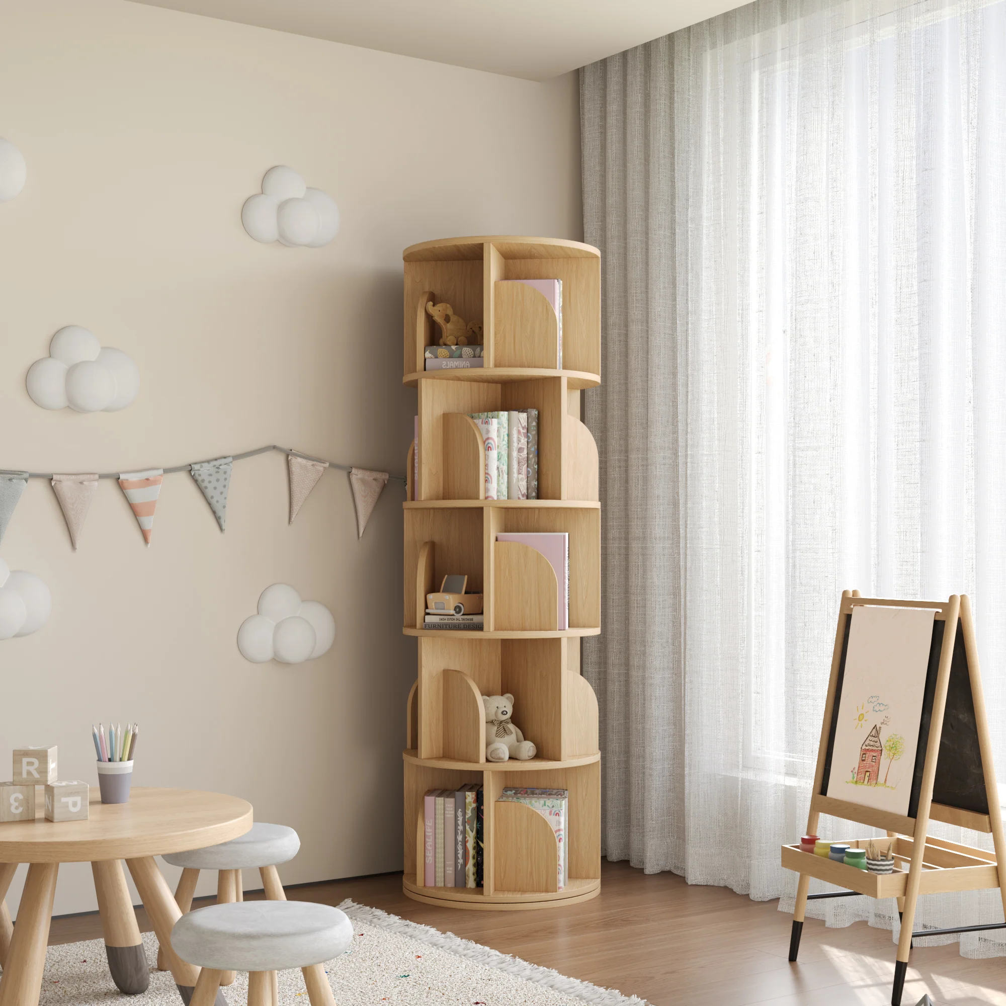   Rotating Bookshelf 360 Degree Storage Rack