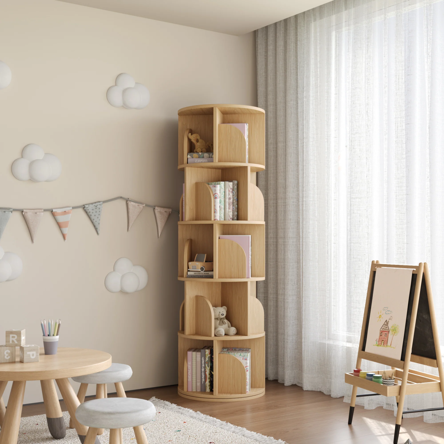   Rotating Bookshelf 360 Degree Storage Rack