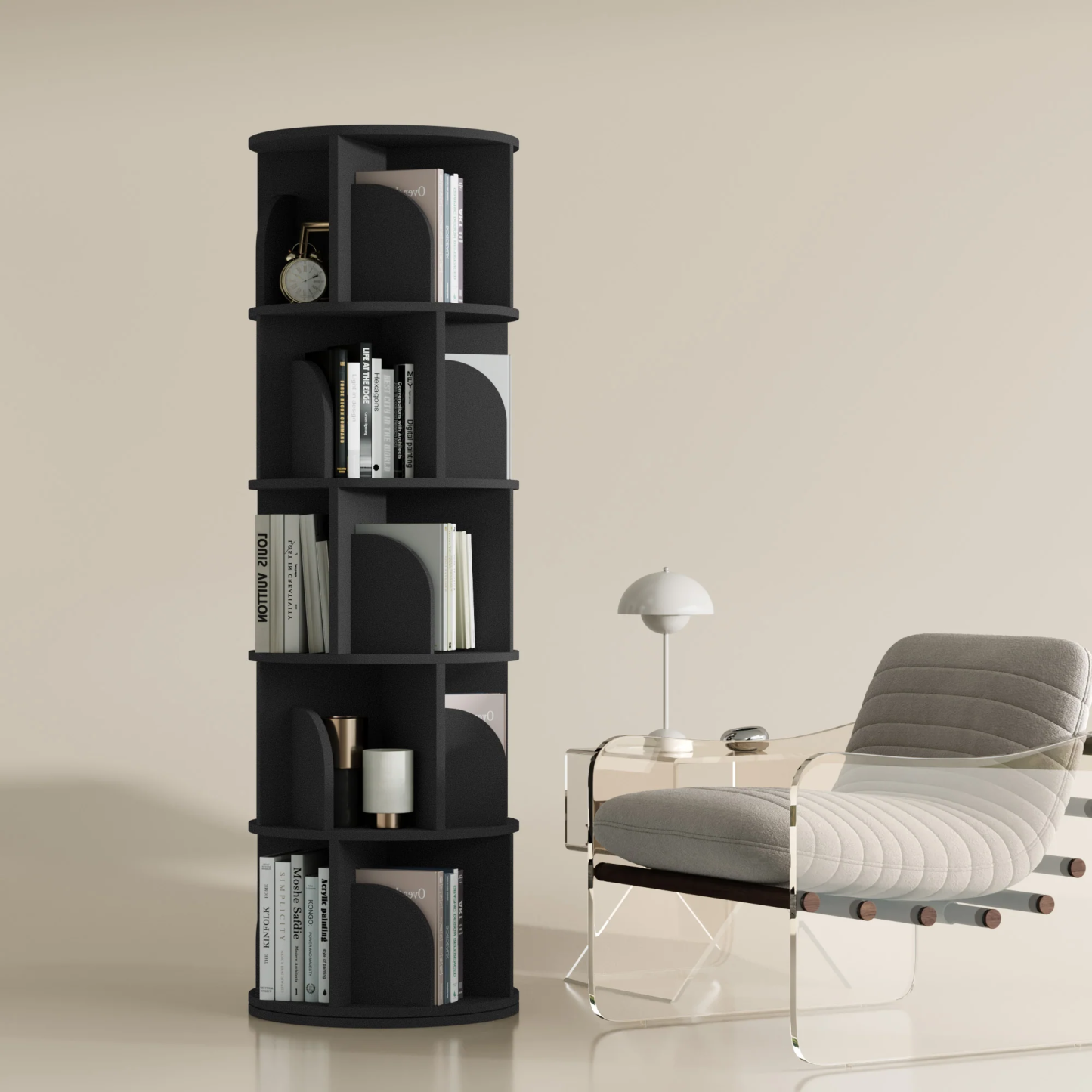   Rotating Bookshelf 360 Degree Storage Rack