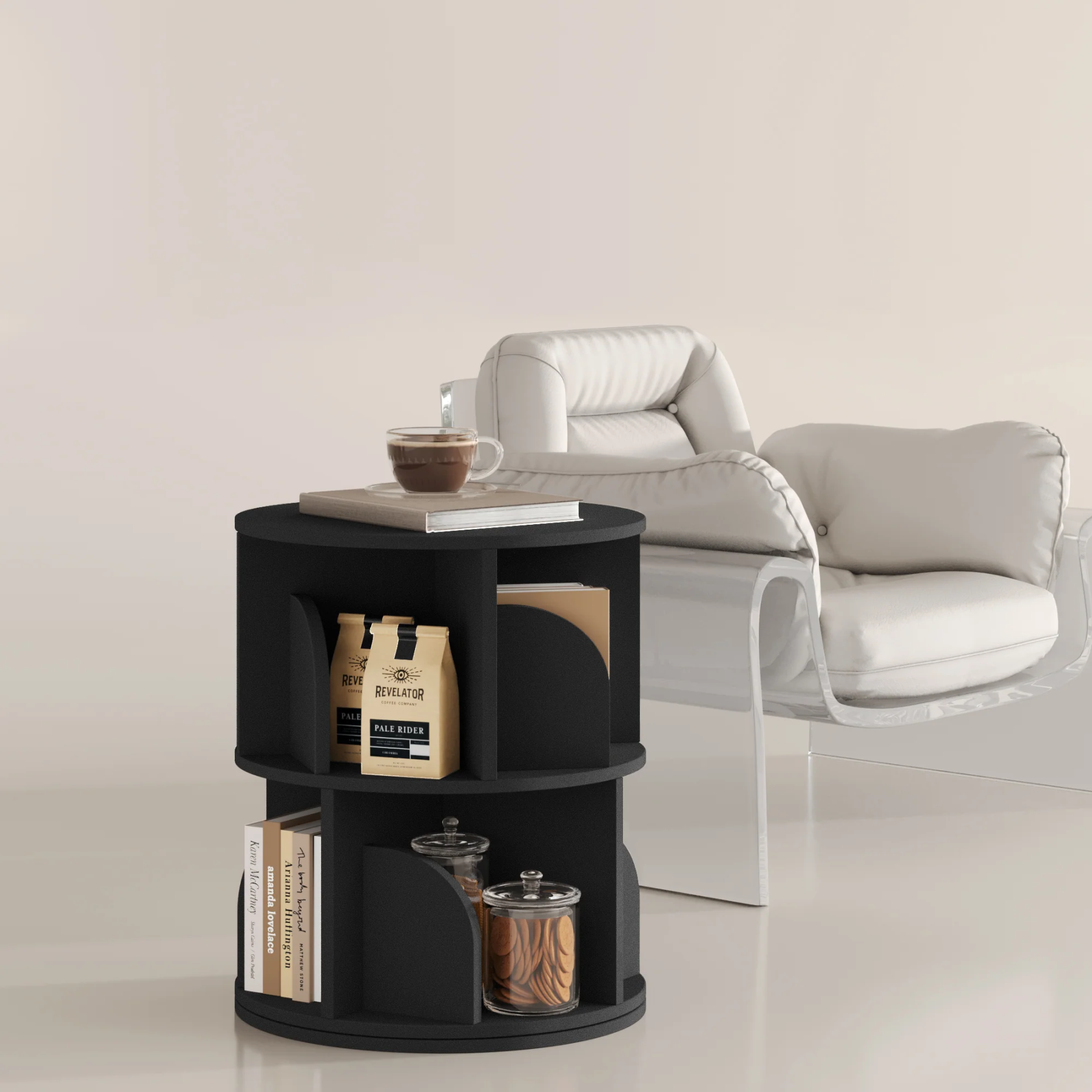   Rotating Bookshelf 360 Degree Storage Rack