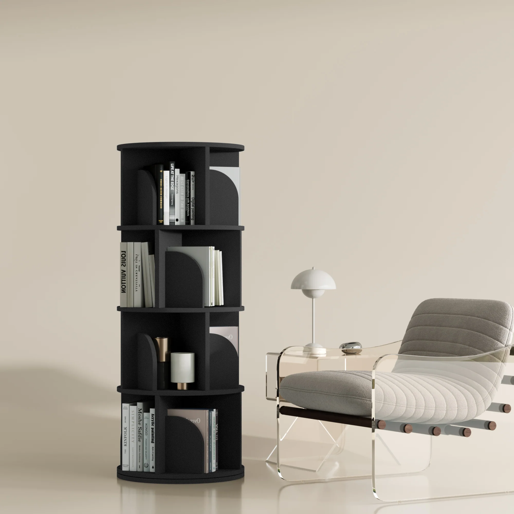   Rotating Bookshelf 360 Degree Storage Rack