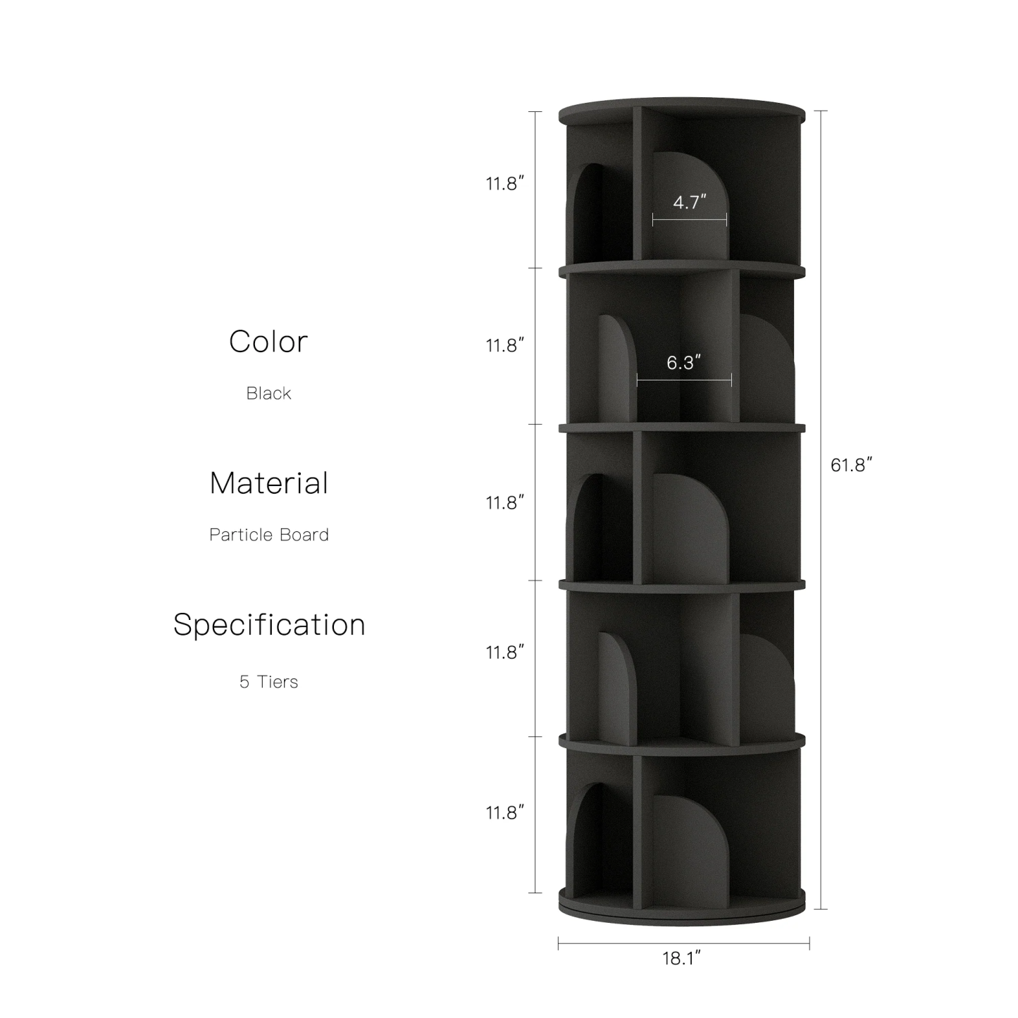   Rotating Bookshelf 360 Degree Storage Rack