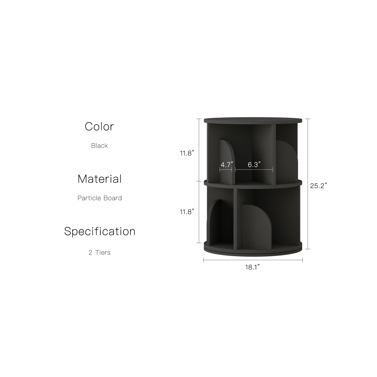   Rotating Bookshelf 360 Degree Storage Rack