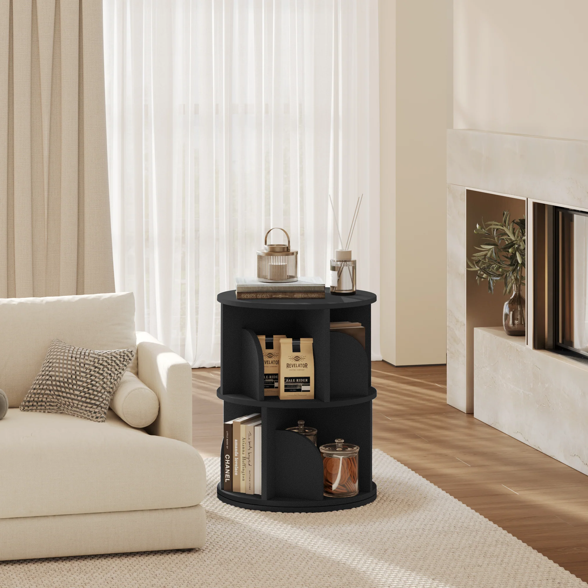   Rotating Bookshelf 360 Degree Storage Rack