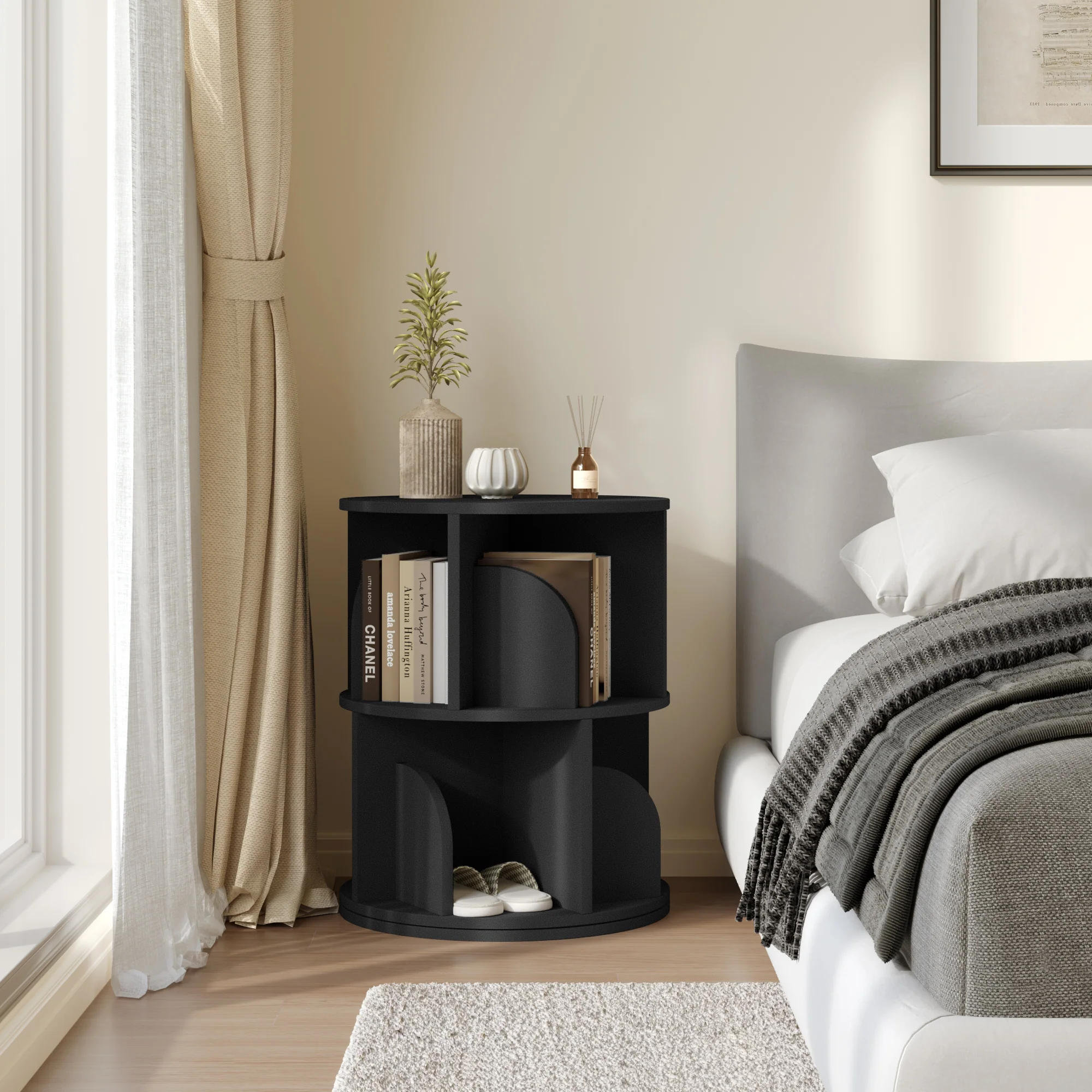   Rotating Bookshelf 360 Degree Storage Rack