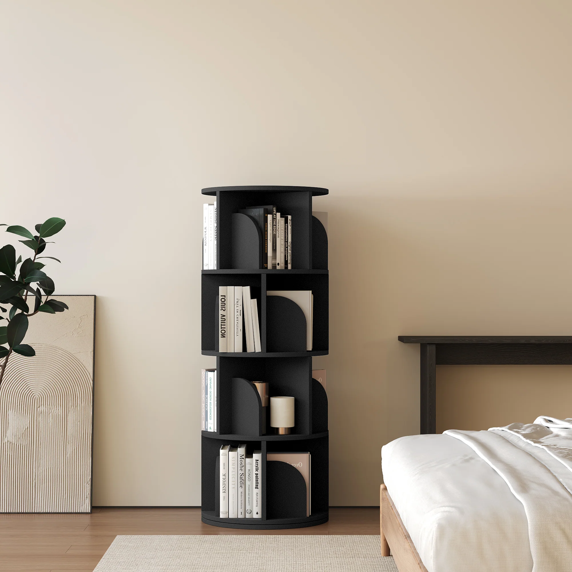   Rotating Bookshelf 360 Degree Storage Rack