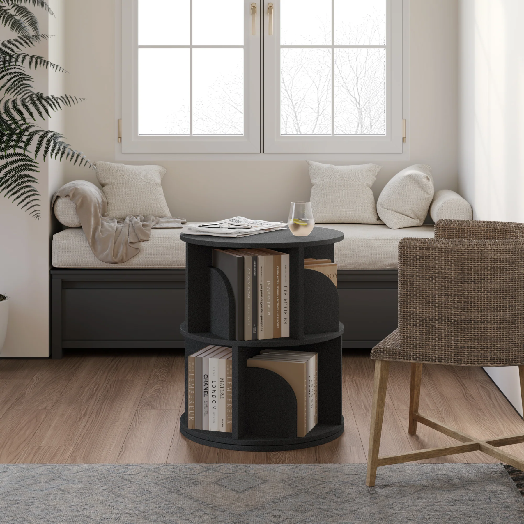   Rotating Bookshelf 360 Degree Storage Rack