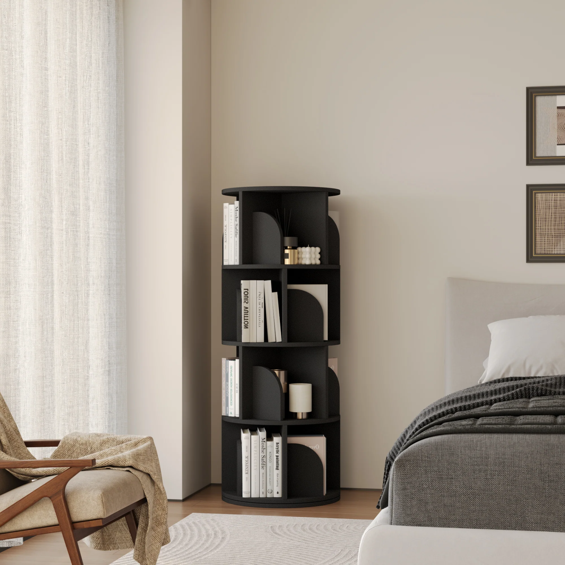   Rotating Bookshelf 360 Degree Storage Rack