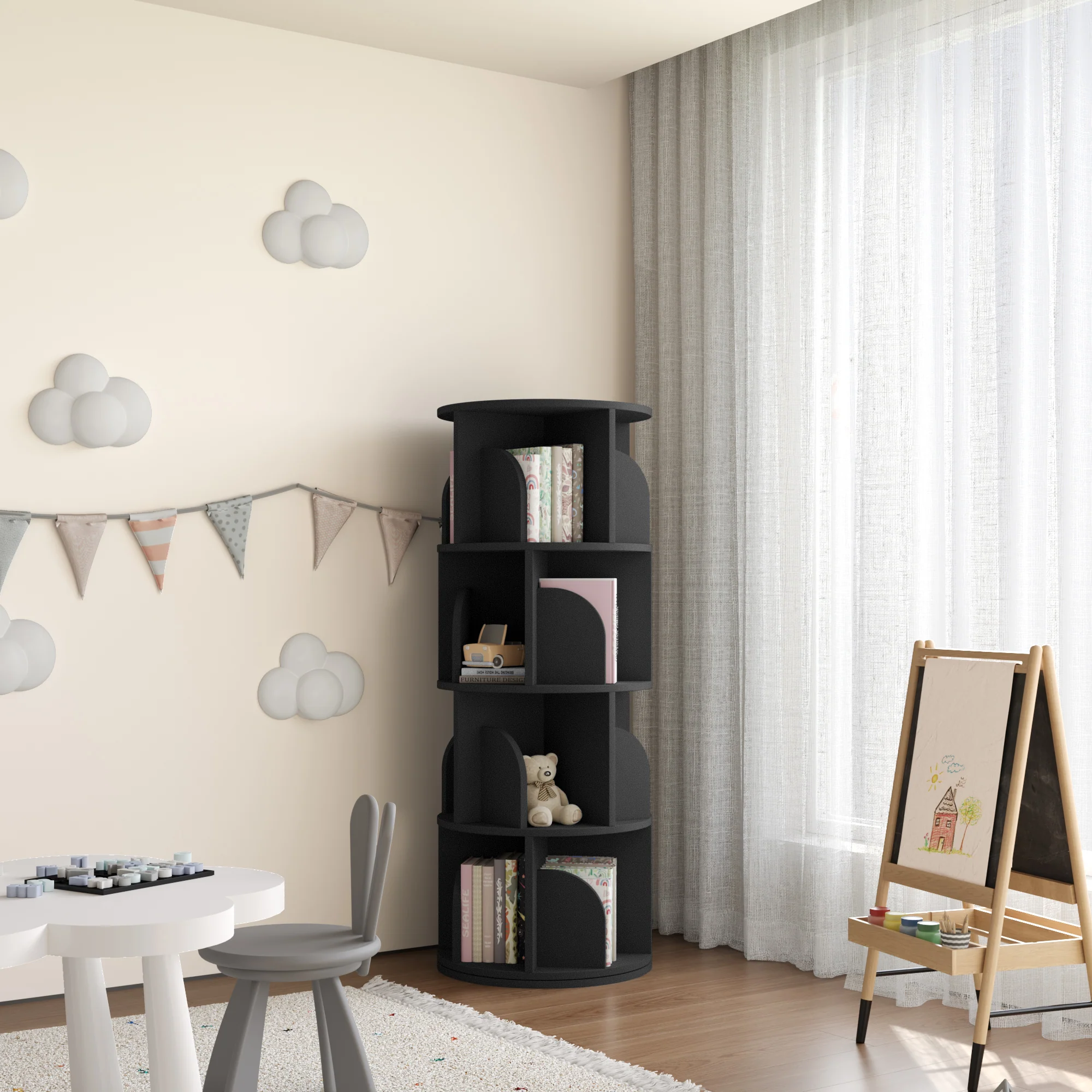   Rotating Bookshelf 360 Degree Storage Rack