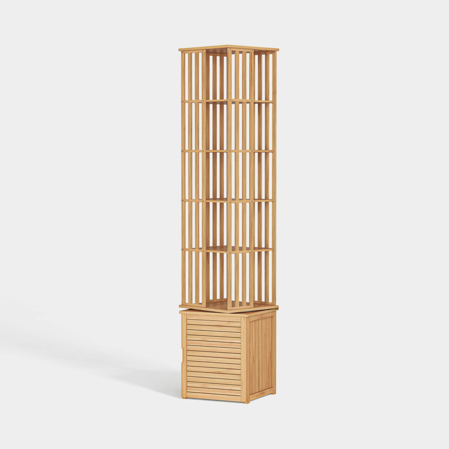 Kylize 360° Rotating Bookshelf with Storage Cabinets