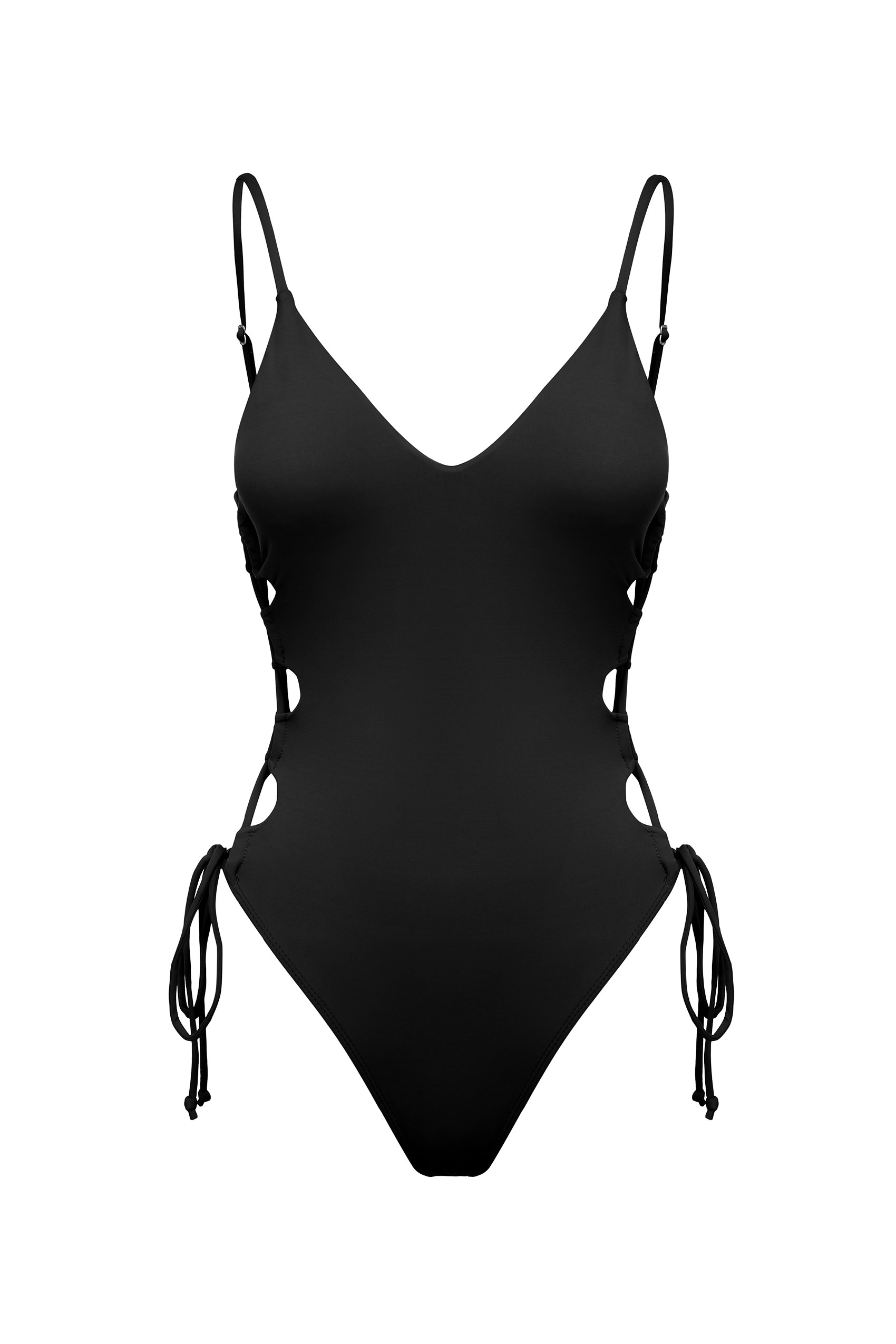 Black Lace Up One Piece Beachwear for Women