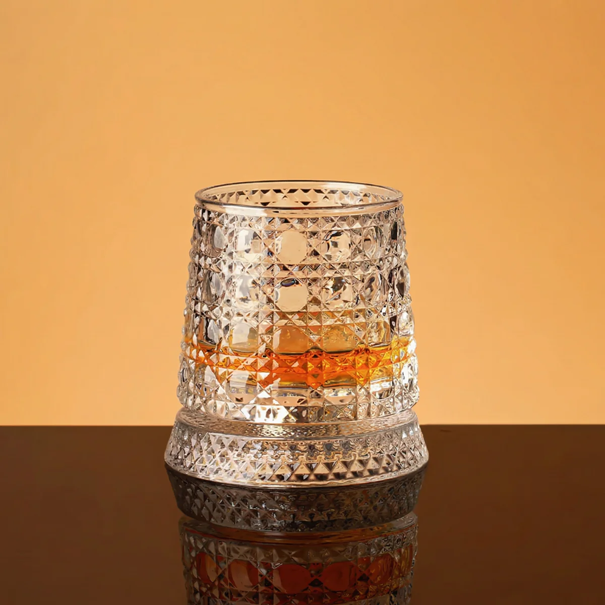 Crystal Rotating Whiskey Glass – 360 Spinning Old Fashioned Tumbler