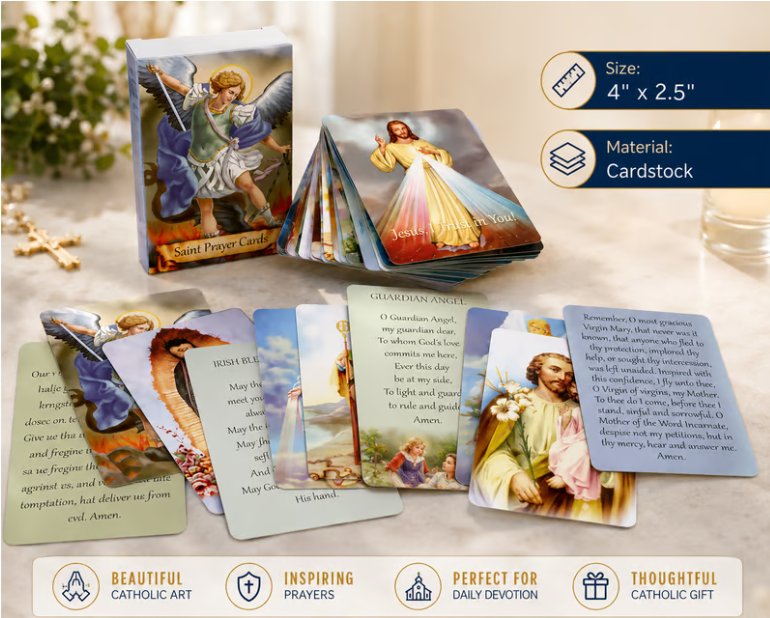 ✝🙏Catholic Faux Leather Holy Card Holder – Pocket Prayer Card Organizer with Snap Closure