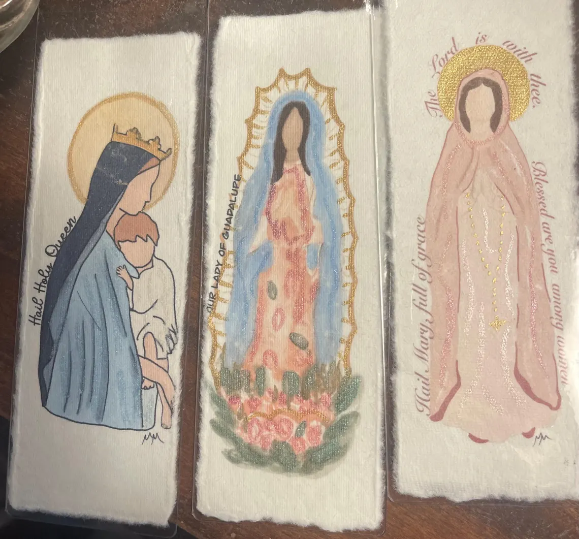 Watercolor Saint Bookmark: Deckled Paper Religious Icon