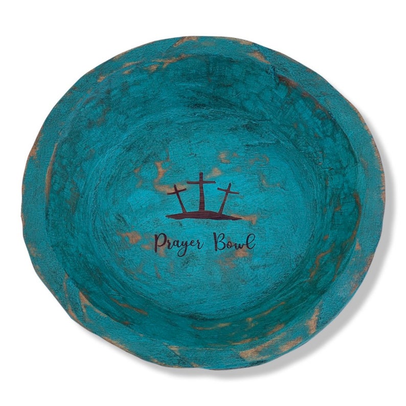 Medium Round Prayer Bowl Dough Bowl Cross religious gifts