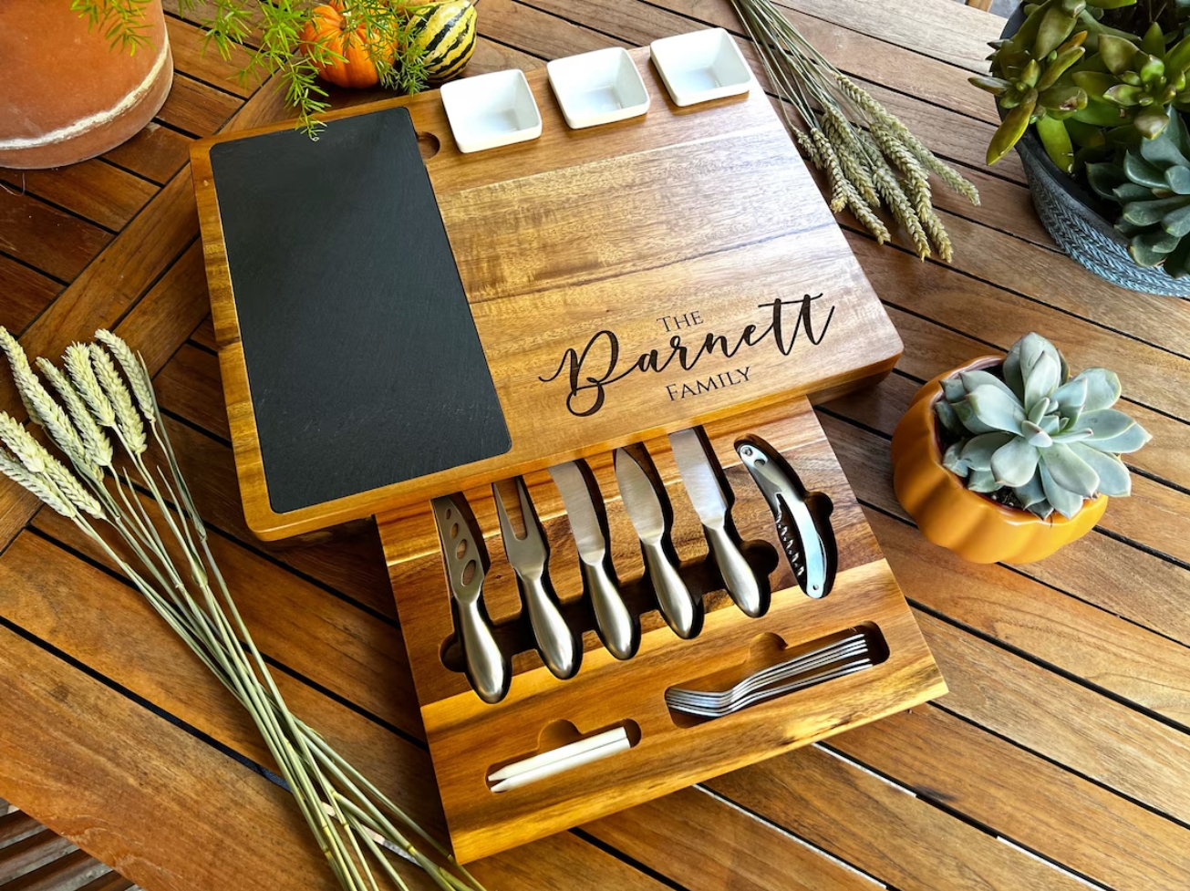 Personalized Charcuterie Board Set 19pcs Cheese Board And Knife Set