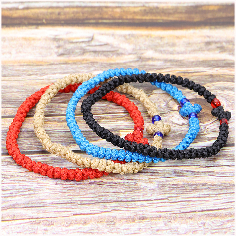 prayer rope, tan komboskini with white beads-PrayerGift