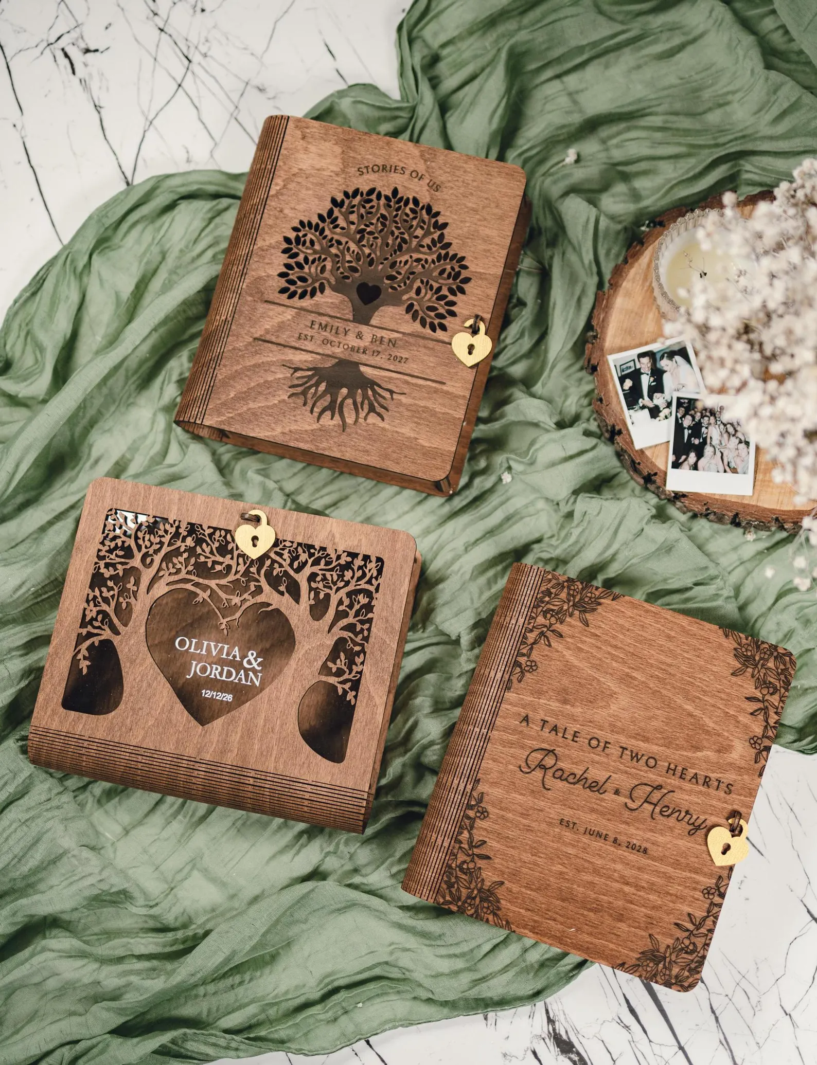 Personalized Memory Book for Couples Wood, Keepsake Chest,gifts