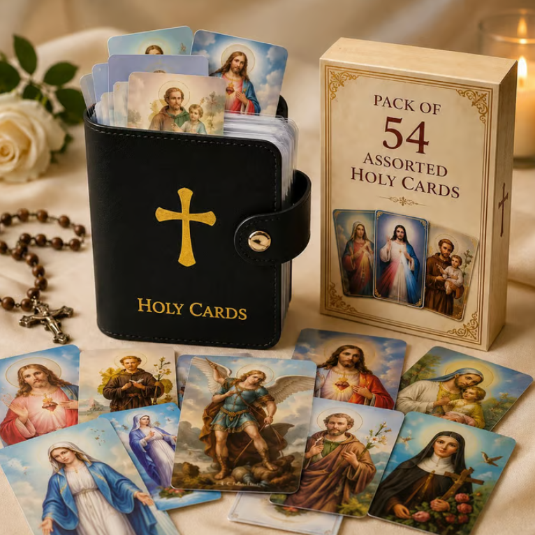 ✝🙏Catholic Faux Leather Holy Card Holder – Pocket Prayer Card Organizer with Snap Closure