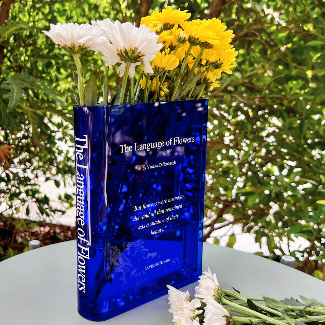 Acrylic Book Vase for Flowers Bookshelf