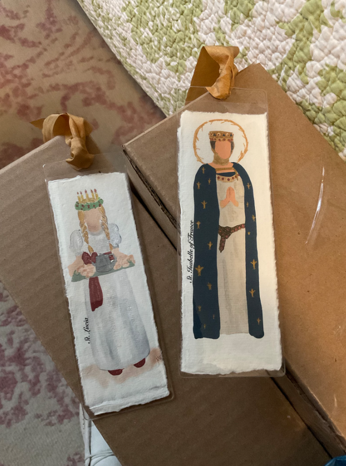 Watercolor Saint Bookmark: Deckled Paper Religious Icon