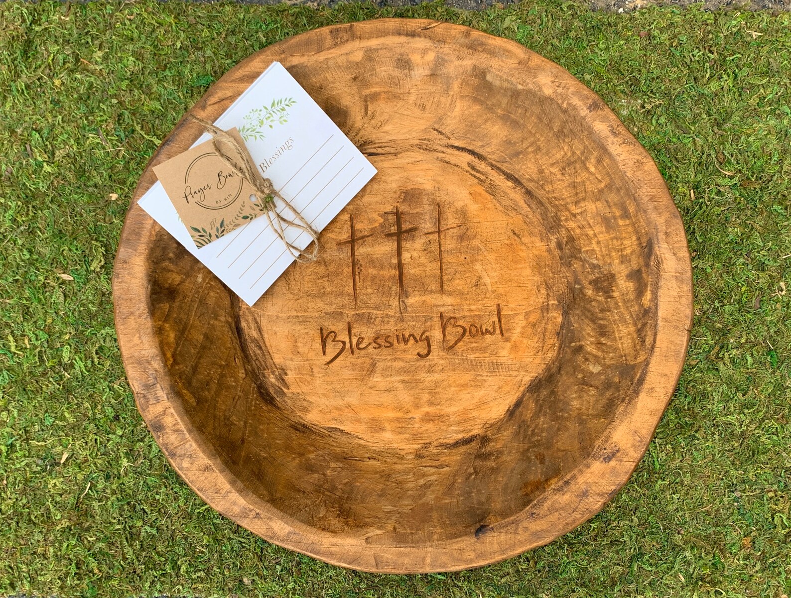 Medium Round Prayer Bowl Dough Bowl Cross religious gifts