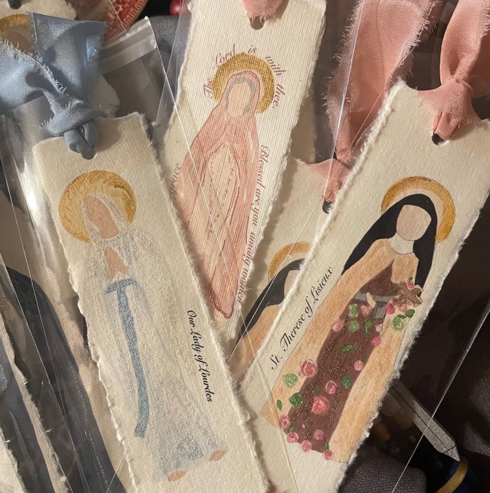 Watercolor Saint Bookmark: Deckled Paper Religious Icon
