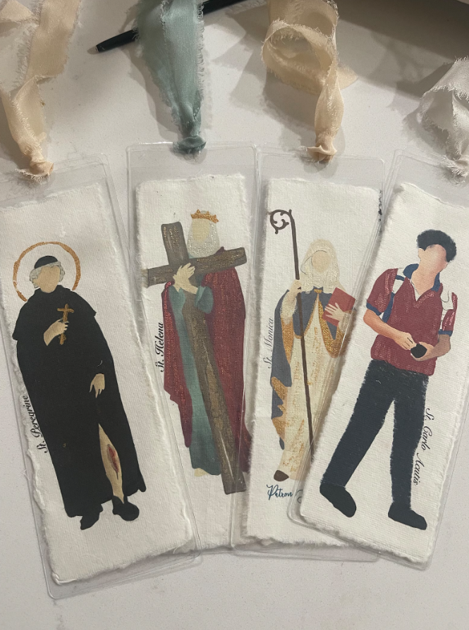 Watercolor Saint Bookmark: Deckled Paper Religious Icon