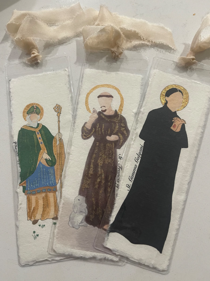 Watercolor Saint Bookmark: Deckled Paper Religious Icon