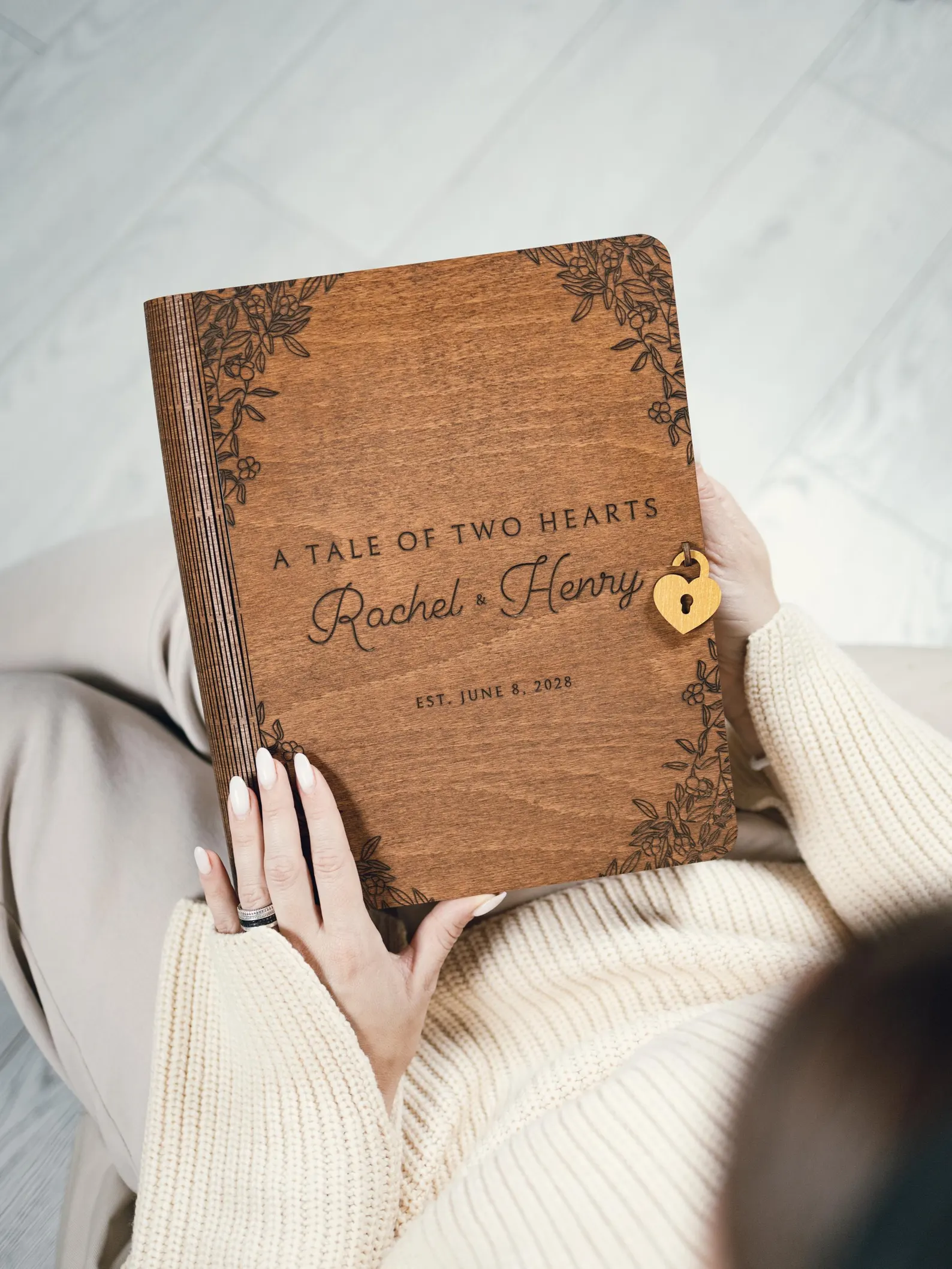 Personalized Memory Book for Couples Wood, Keepsake Chest,gifts